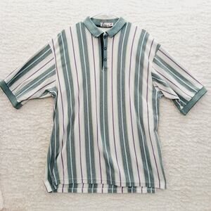 Shirt Polo Men Haley Sport Golf Pickleball Christmas Red Green Stripe Size XL